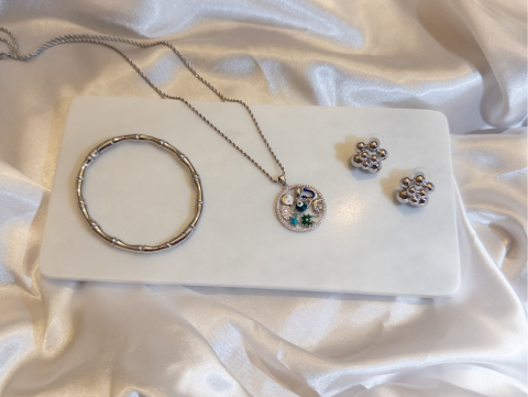 Şans Kolye Takım - Şans Kolye, Kemik Kelepçe, Top Küpe