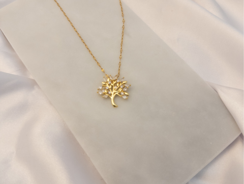 Yaşam Ağacı Kolye | Çelik | Gold