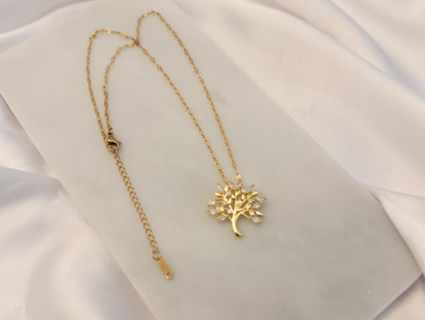 Yaşam Ağacı Kolye | Çelik | Gold