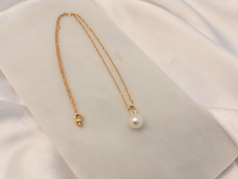 Tek İnci Minimal Kolye | Çelik | Gold