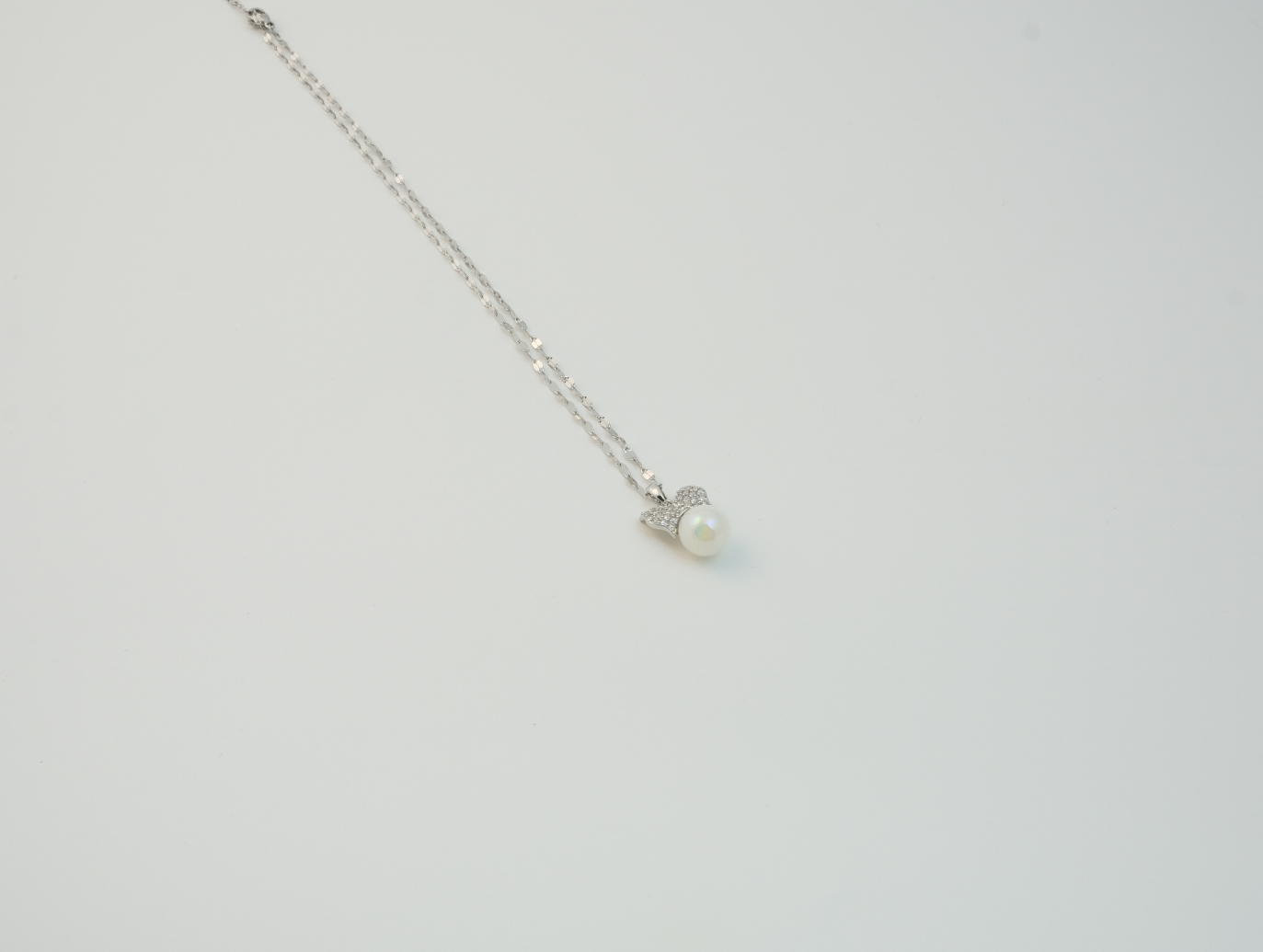 Tek İnci Kurdeleli Minimal Kolye | Çelik | Silver
