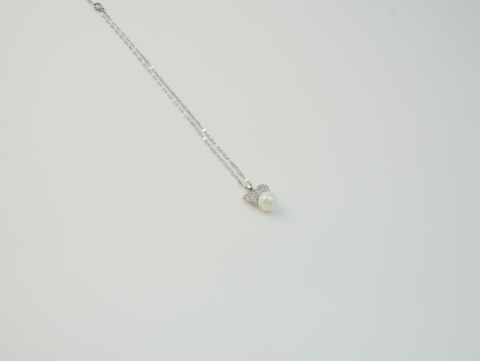 Tek İnci Kurdeleli Minimal Kolye | Çelik | Silver