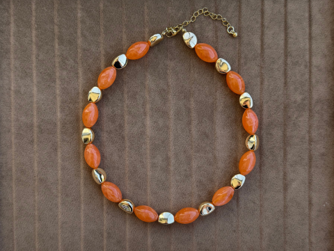 Turuncu Taşlı Takım - Turuncu Taşlı Kolye, Turuncu Taşlı Bileklik, Turuncu Taşlı Büyük Küpe