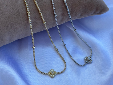 Minimal Yonca Su Yolu Kolye | Altın Kaplama | Gold / Silver