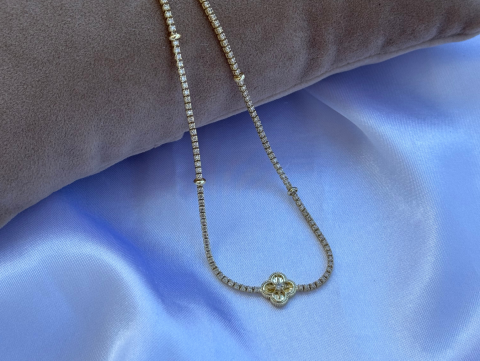 Minimal Yonca Su Yolu Kolye | Altın Kaplama | Gold / Silver