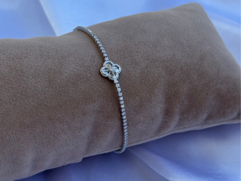 Minimal Yonca Su Yolu Bileklik | Altın Kaplama | Gold / Silver
