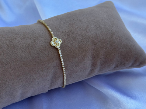 Minimal Yonca Su Yolu Bileklik | Altın Kaplama | Gold / Silver