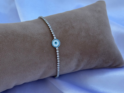 Minimal Nazar Boncuklu Su Yolu Bileklik | Altın Kaplama | Gold / Silver