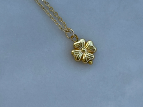 Minimal Minik Yonca Kolye | Kararmaz | Çelik | Gold