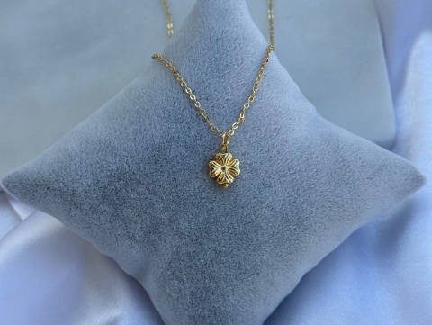 Minimal Minik Yonca Kolye | Kararmaz | Çelik | Gold