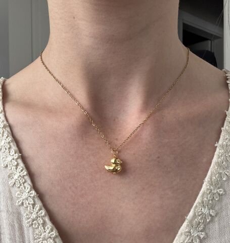 Minimal Minik Ördek Kolye | Kararmaz | Çelik | Gold