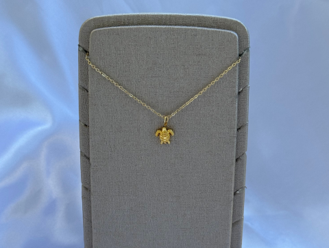 Minimal Minik Kaplumbağa Kolye | Kararmaz | Çelik | Gold