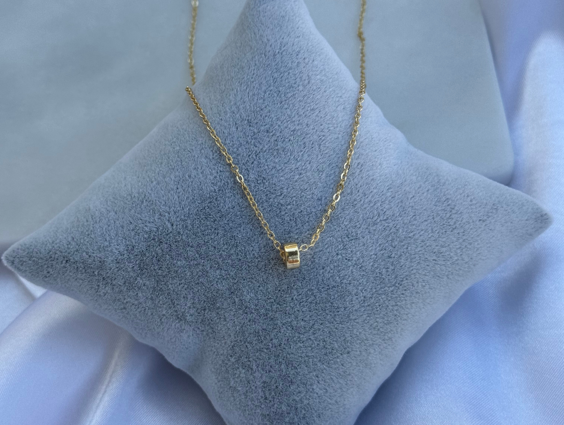 Minimal Minik Yuvarlak Taş Kolye | Kararmaz | Çelik | Gold