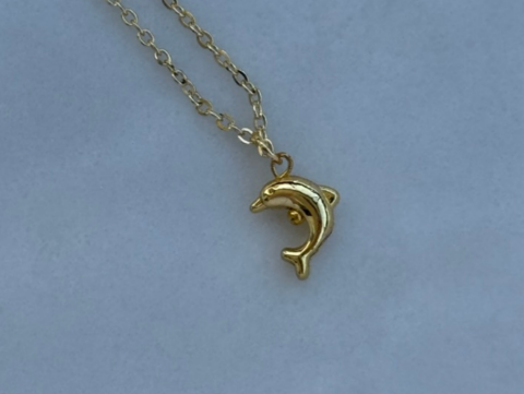 Minimal Minik Yunus Kolye | Kararmaz | Çelik | Gold