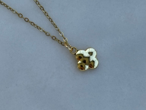 Minimal Minik Kibar Yonca Kolye | Kararmaz | Çelik | Gold