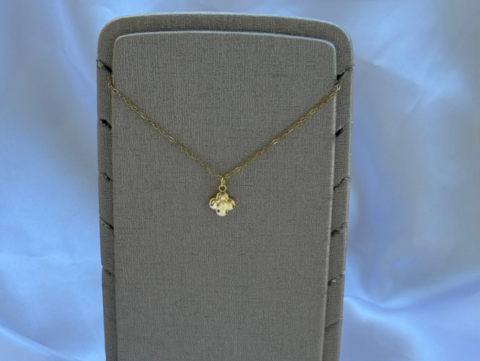 Minimal Minik Kibar Yonca Kolye | Kararmaz | Çelik | Gold
