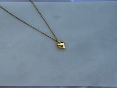 Minimal Minik Tombul Kalp Kolye | Kararmaz | Çelik | Gold