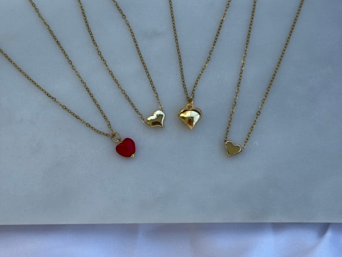 Minimal Minik Tombul Kalp Kolye | Kararmaz | Çelik | Gold