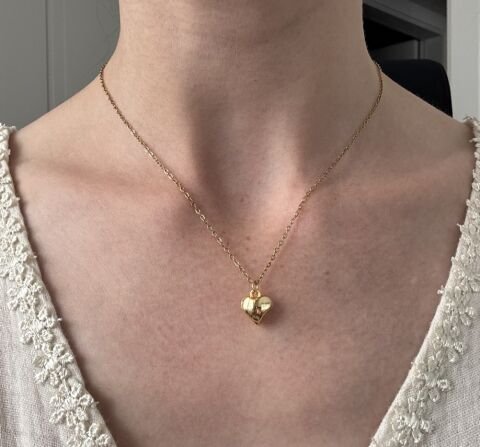 Minimal Minik Tombul Kalp Kolye | Kararmaz | Çelik | Gold