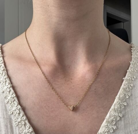 Minimal Minik Köşeli Kalp Kolye | Kararmaz | Çelik | Gold