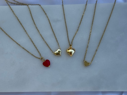 Minimal Minik Köşeli Kalp Kolye | Kararmaz | Çelik | Gold