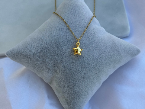 Minimal Tombul Yıldız Kolye | Kararmaz | Çelik | Gold