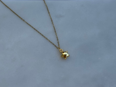 Minimal Tombul Yıldız Kolye | Kararmaz | Çelik | Gold