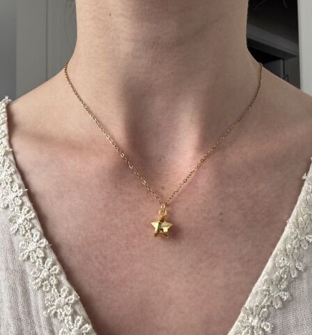 Minimal Tombul Yıldız Kolye | Kararmaz | Çelik | Gold