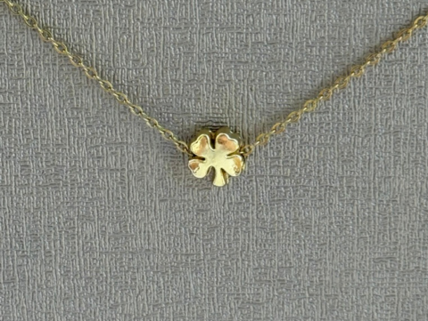 Minimal Minik Kibar Saplı Yonca Kolye | Kararmaz | Çelik | Gold